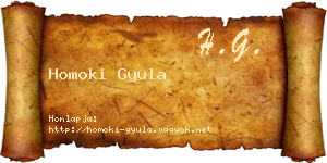 Homoki Gyula névjegykártya